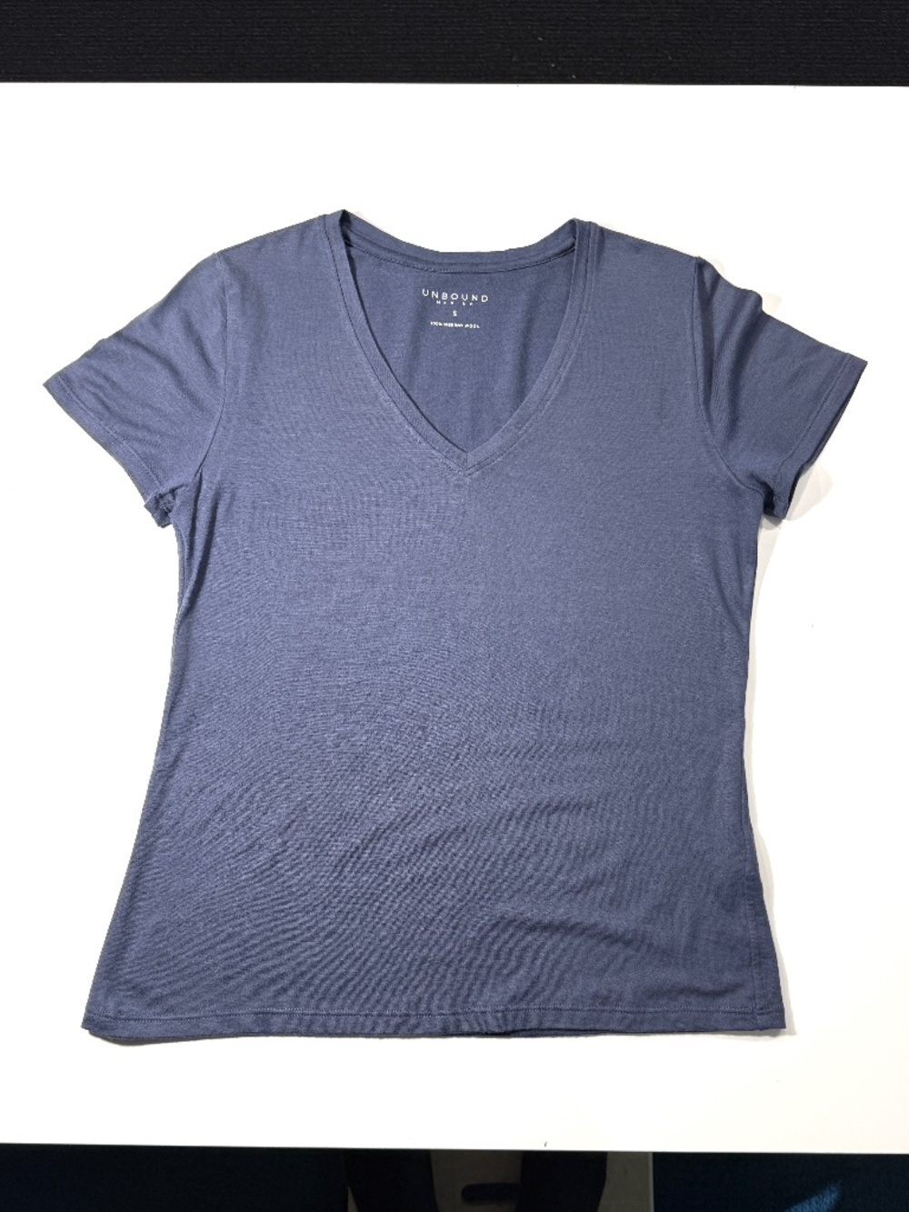 Unbound Merino V Neck T-shirt Heather Blue Size Small